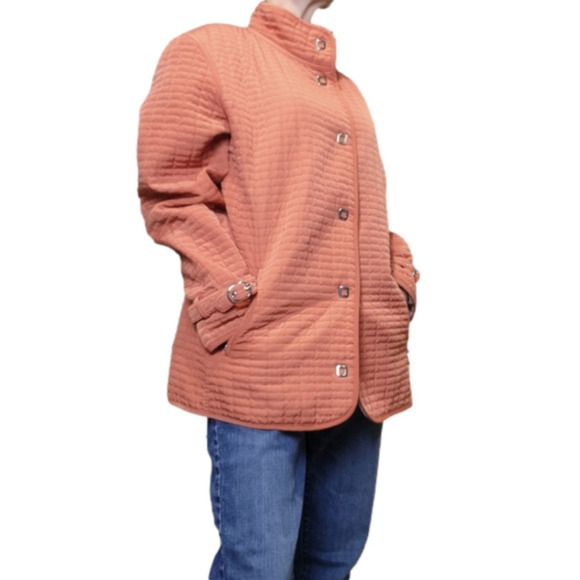 Size XL Quilted spring Jacket Muted Orange color Collared GALLERY - Picture 2 of 16